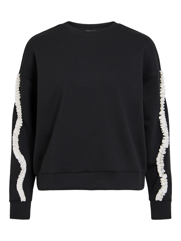 Vila VIREFLECT TAPE O-NECK L/S SWEAT TOP: Black Beauty/SNOW WHITE STRIPE 1411902