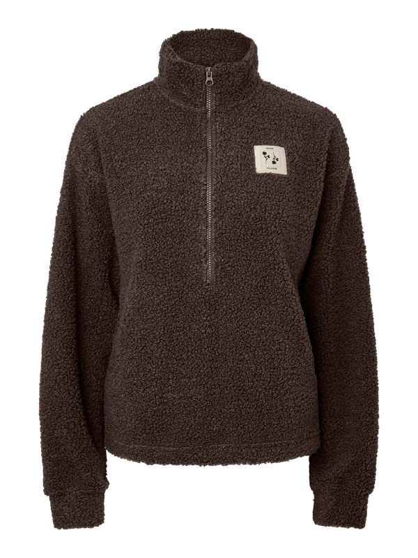 Pieces PCKATTY TEDDY HIGH NECK HALF ZIP JA: Hot Fudge 17167297