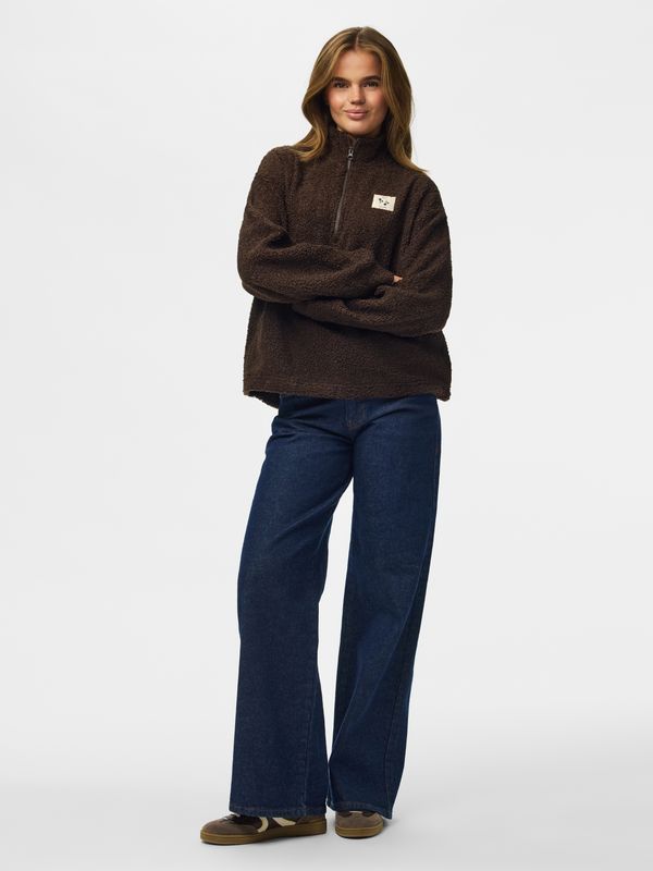 Pieces PCKATTY TEDDY HIGH NECK HALF ZIP JA: Hot Fudge 17167297