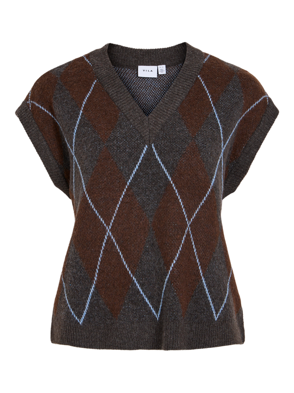 Vila VIARGYLE S/L KNIT VEST Dark Grey Melange/COFFEE BEAN/ 14119461