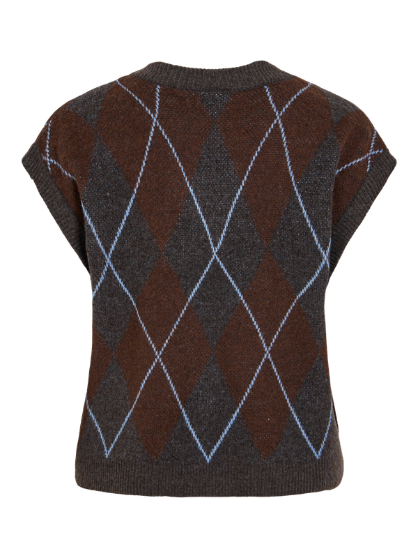 Vila VIARGYLE S/L KNIT VEST Dark Grey Melange/COFFEE BEAN/ 14119461