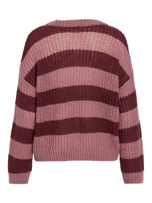 Vila VIOMI O-NECK L/S STRIPE KNIT TOP/RR Nostalgia Rose/PORT ROYALE 14117825