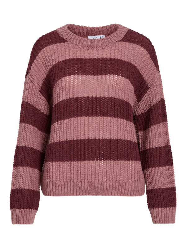 Vila VIOMI O-NECK L/S STRIPE KNIT TOP/RR Nostalgia Rose/PORT ROYALE 14117825
