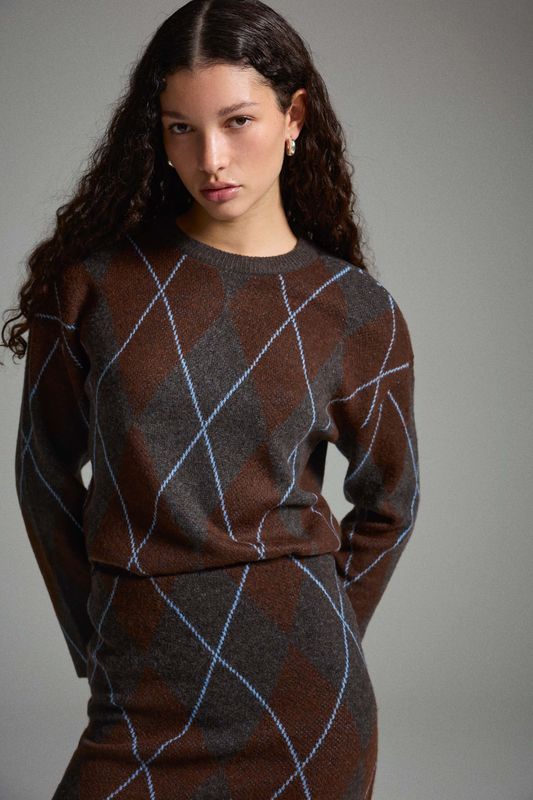 Vila VIARGYLE L/S KNIT TOP/BFS/SPI Dark Grey Melange/COFFE BEAN/B 14119459