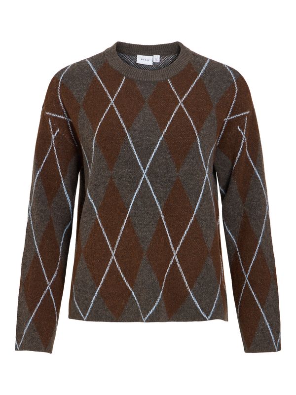 Vila VIARGYLE L/S KNIT TOP/BFS/SPI Dark Grey Melange/COFFE BEAN/B 14119459