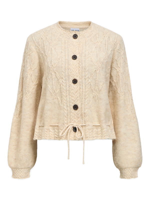 Object OBJGUNVI L/S RE KNIT CARDIGAN NOOS Macadamia/Melange 23049657