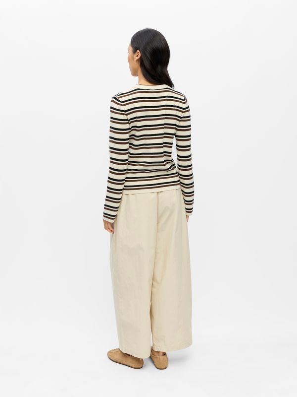 Object OBJESTER L/S RE KNIT PULLOVER NOOS Birch/Black + carafe 23050584