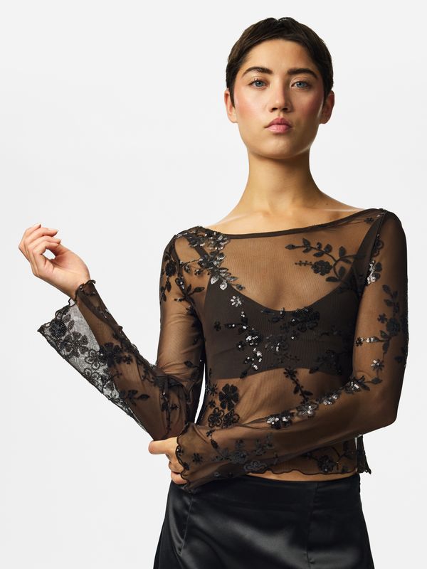 Pieces PCEVITA LS TOP JRS BC Wren/Black sequins 17167705