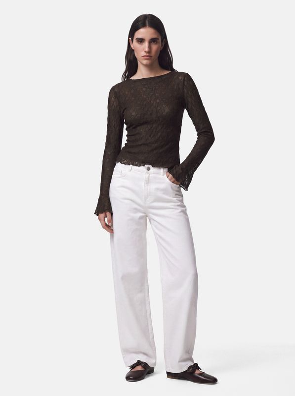 Pieces PCFLAISE LS LACE TOP JRS D2D Hot Fudge 17163971