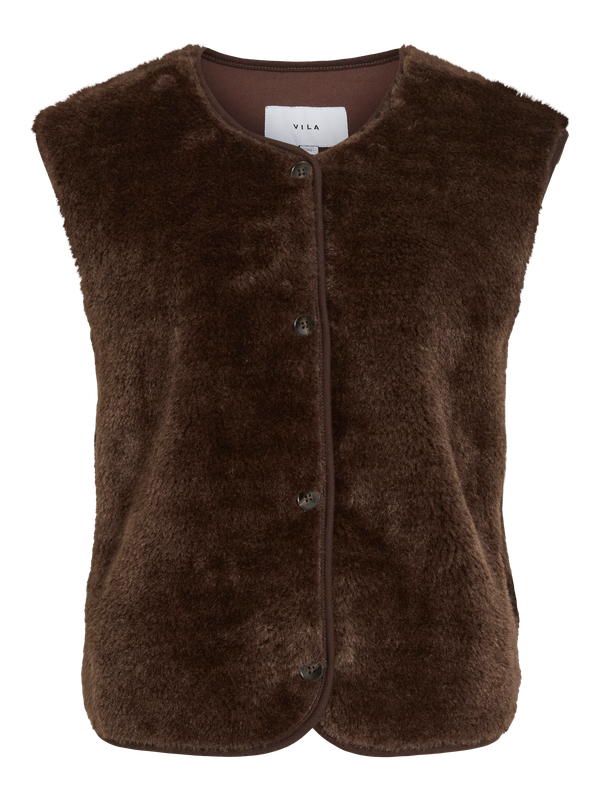 Vila VIFALLULAH S/L TEDDY VEST Coffee Bean 14117569