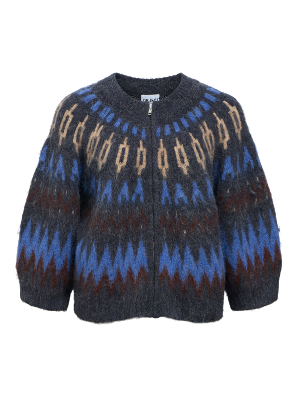 Object OBJJAADE DIANA S/S RE KNIT CARDIGAN Sky Captain/Multi combination 2305012