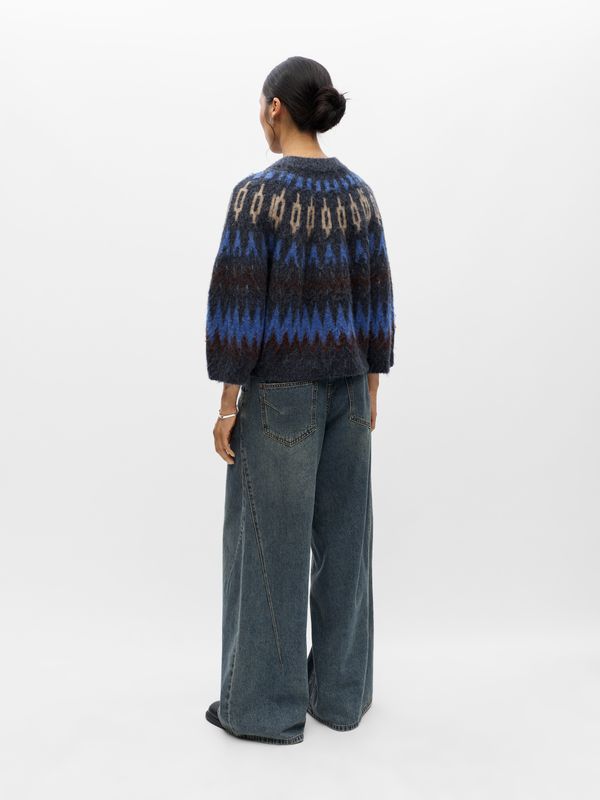 Object OBJJAADE DIANA S/S RE KNIT CARDIGAN Sky Captain/Multi combination 2305012