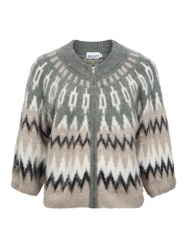 Object OBJJAADE DIANA S/S RE KNIT CARDIGAN Gunmetal/Multi combination 23050125