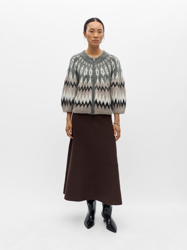 Object OBJJAADE DIANA S/S RE KNIT CARDIGAN Gunmetal/Multi combination 23050125