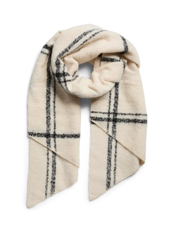 Pieces PCPYRON LONG AOP SCARF NOOS BC Whitecap Gray/BLACK 17166115