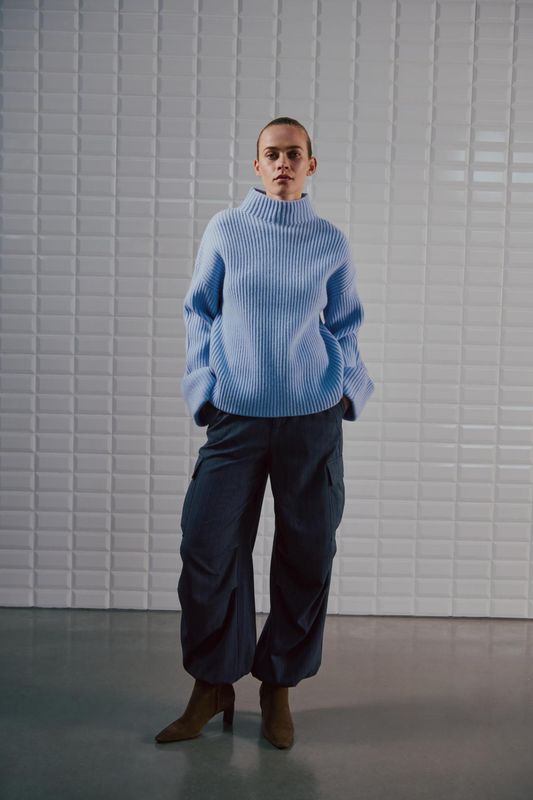 WithBlack WBCaroline LS Sweater Powder Blue 00001790