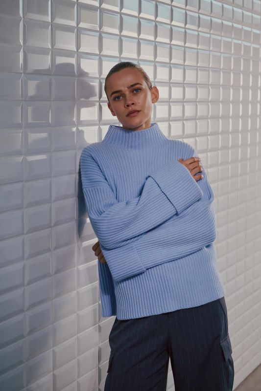 WithBlack WBCaroline LS Sweater Powder Blue 00001790