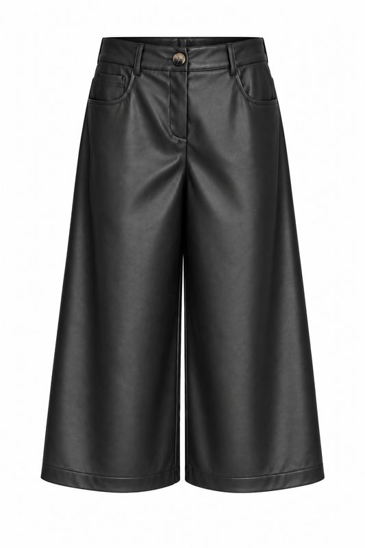 Basements Denim-PU Culotte Sandy-L zwart Sandy-L