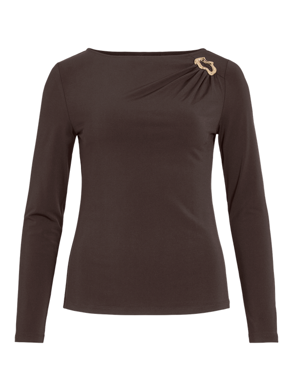 Vila VIJUSTINE BOATNECK L/S TOP Coffee Bean 14118139