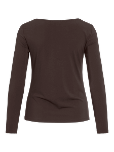 Vila VIJUSTINE BOATNECK L/S TOP Coffee Bean 14118139