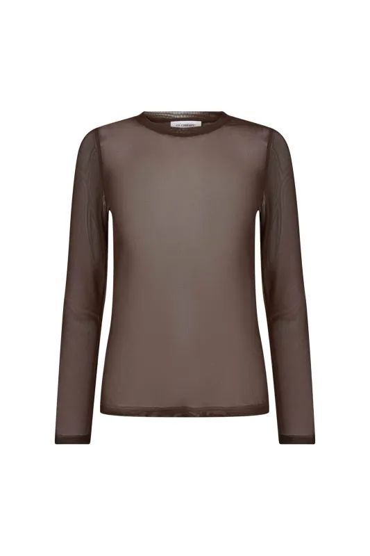 Co'couture 33201 MeshCC o-neck blouse brown 500806