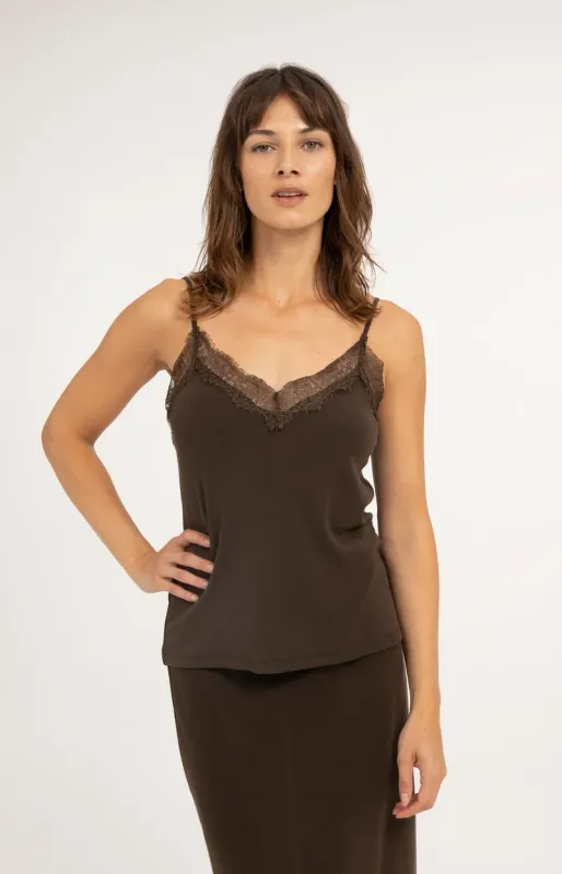 YaYa Klein leren tasje met acetaat DELICIOSO BROWN 01-729067-610