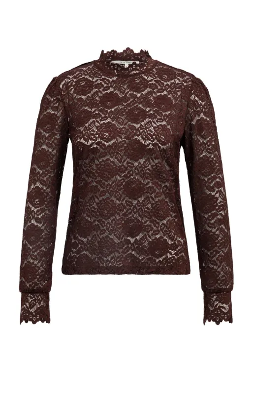 YaYa Kunstleren top BITTER CHOCOLATE RED 01-709432-610