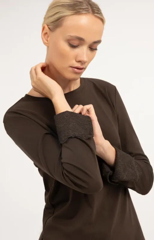 YaYa Top met lange mouwen en DELICIOSO BROWN 01-709438-610