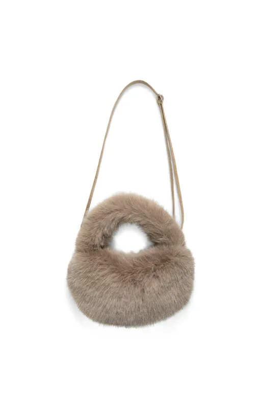 YaYa Small round faux fur bag OTTER BROWN 03-009134-610