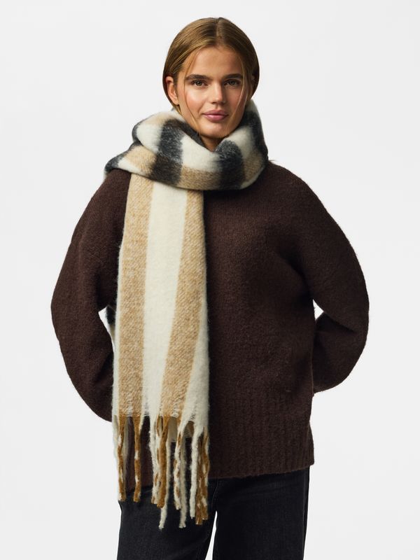 Pieces PCBEA LONG SCARF NOOS BC Cloud Dancer/NEW-BLACK-GREIGE 17105951