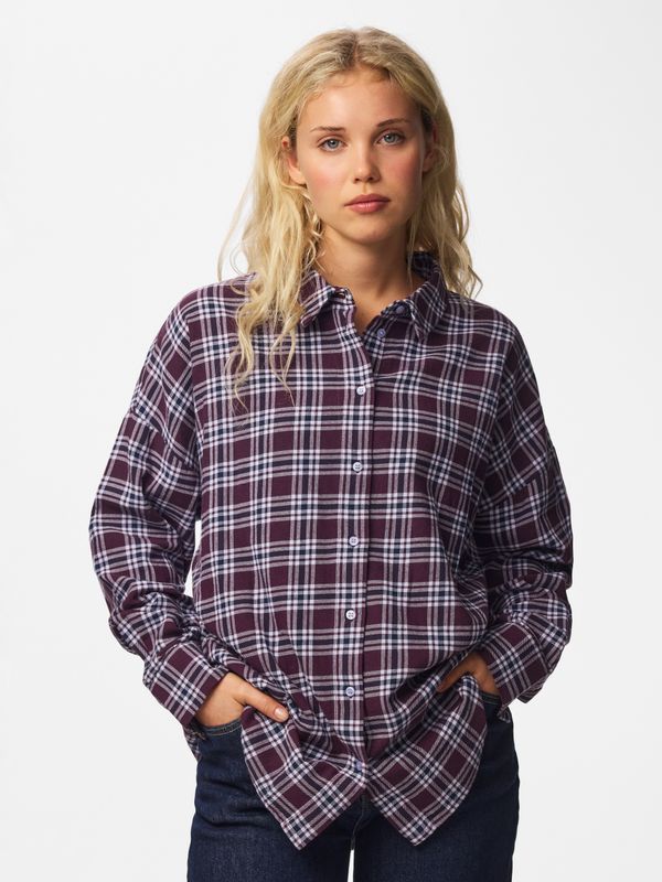 Pieces PCVIOLET LS FLANNEL SHIRT WVN Plum Perfect/Maritime Blue 17168548