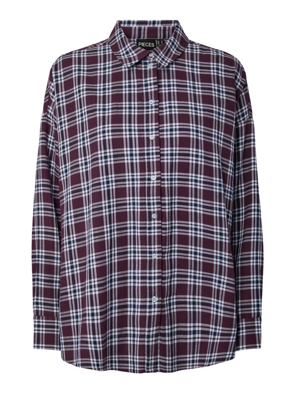 Pieces PCVIOLET LS FLANNEL SHIRT WVN Plum Perfect/Maritime Blue 17168548