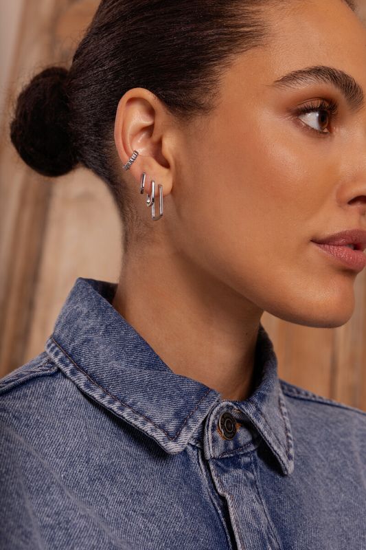 My Jewellery Earparty 3 sets square hoops Silver MJ16626