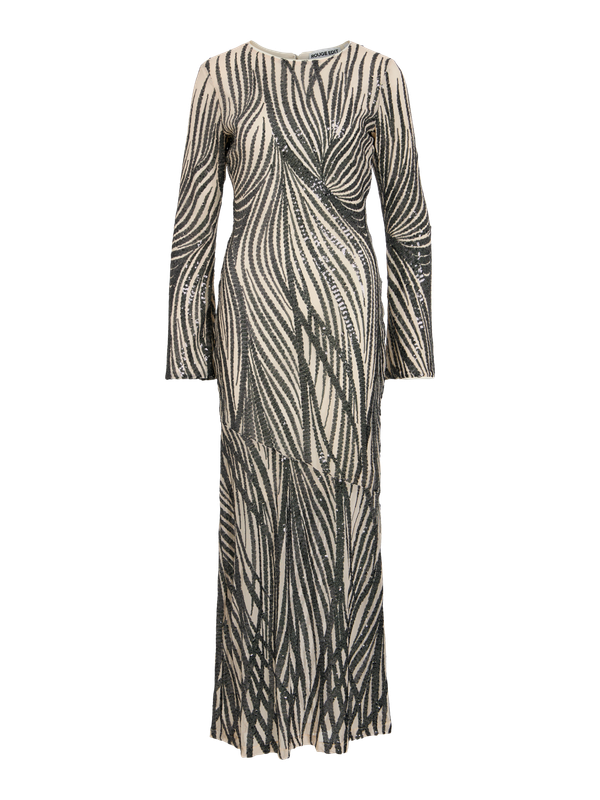 Rouge Edit ROULEONA L/S O-NECK MAXI DRESS/EV/PF Pelican 14118810