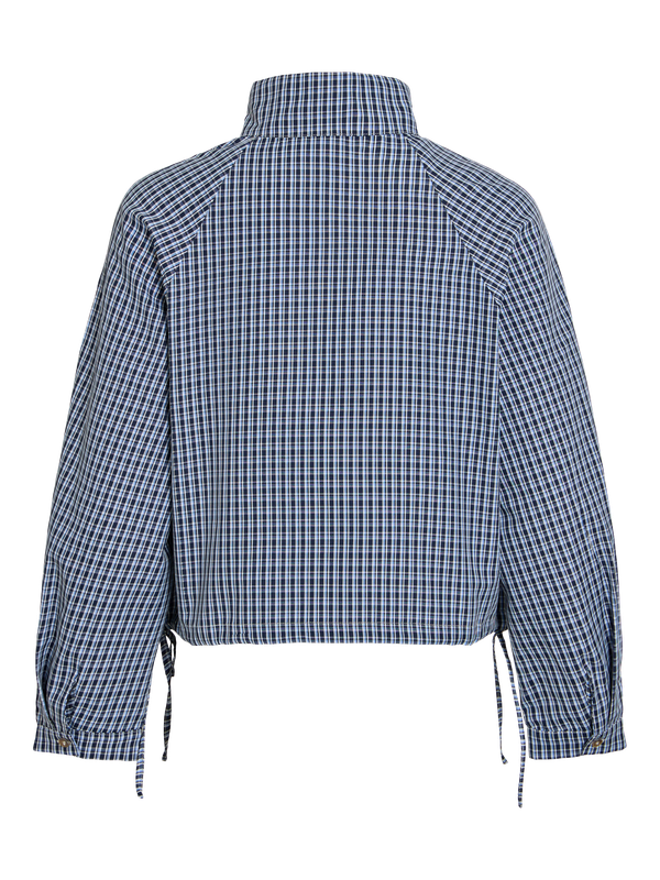 Vila VISALINA L/S CHECK HIGH NECK SHIRT Navy Blazer/BLUE 14124648