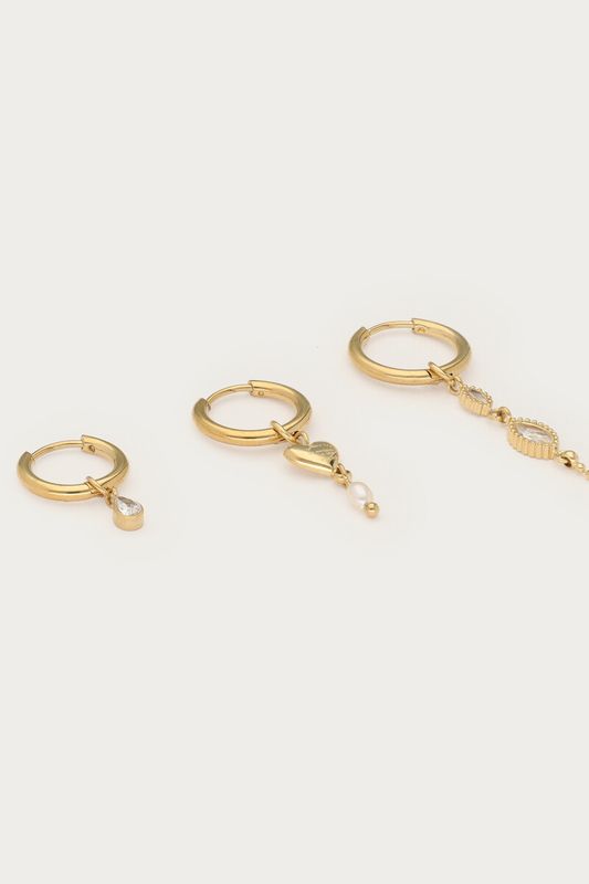 My Jewellery Earparty 3 single hoops strass and Gold MJ16634