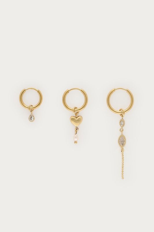 My Jewellery Earparty 3 single hoops strass and Gold MJ16634