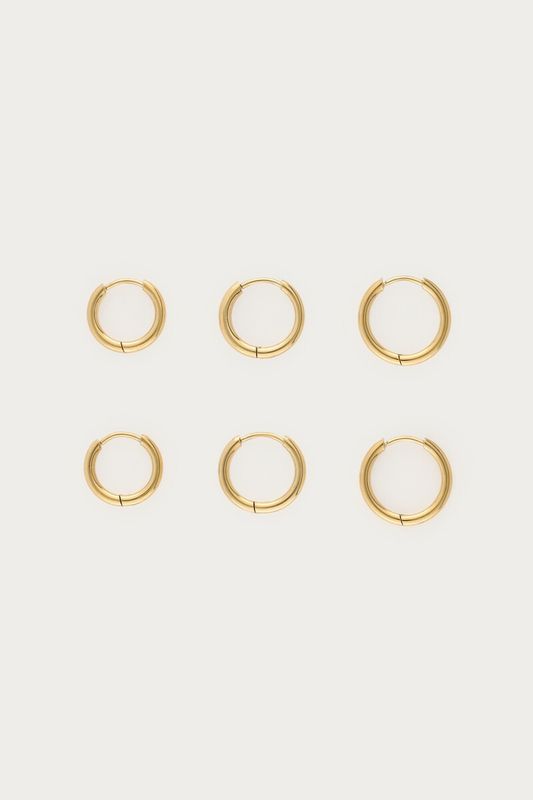 My Jewellery Earparty 3 sets basic mini hoops Gold MJ16629