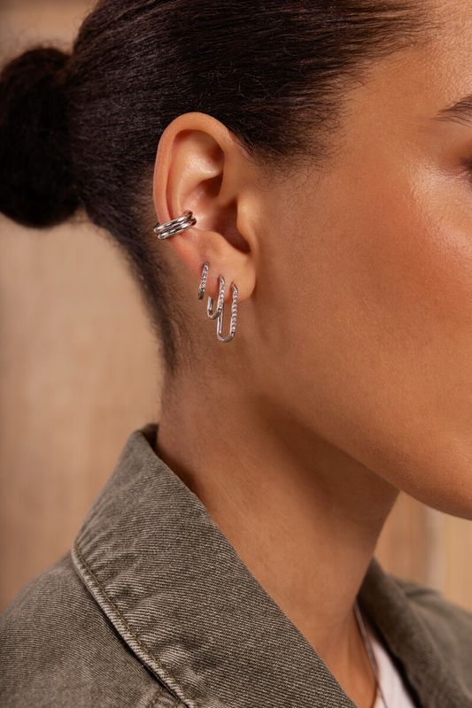My Jewellery Earparty 3 sets square strass hoops Silver MJ16625