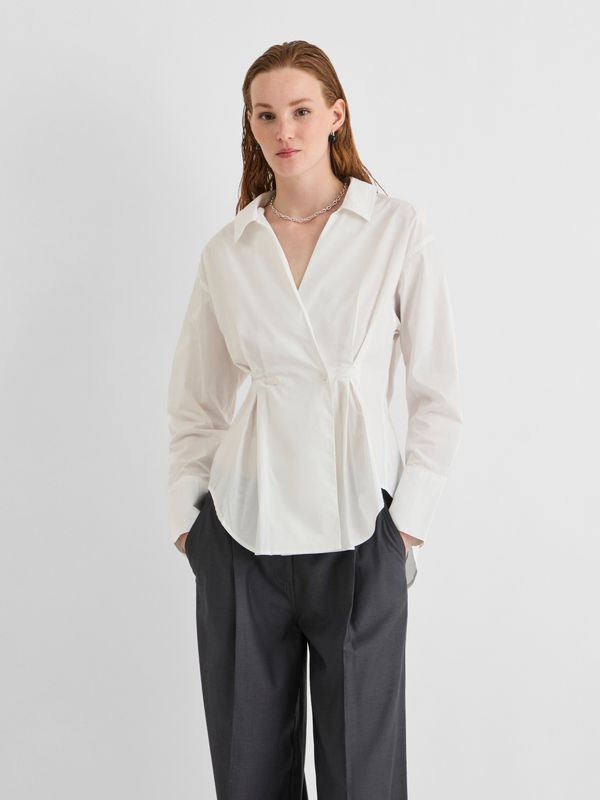 Rouge Edit ROUSHEENA L/S V-NECK SHIRT Cloud Dancer 14118651