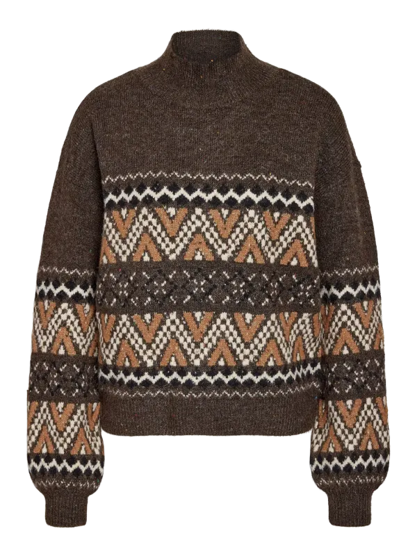 Noisy May NMNORDIC L/S HIGH NECK KNIT Chocolate Brown/NORDIC 27038440