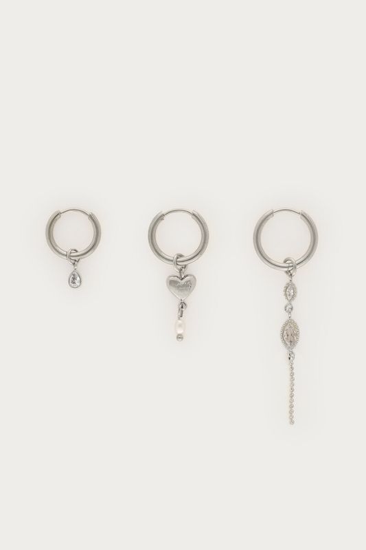 My Jewellery Earparty 3 single hoops strass and Silver MJ16634