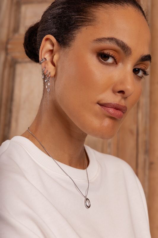 My Jewellery Earparty 3 single hoops strass and Silver MJ16634