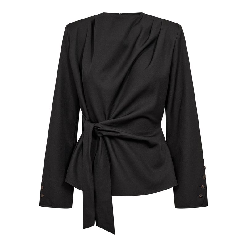 Co'couture LunaCC Pleat Tie Blouse BLACK 500514
