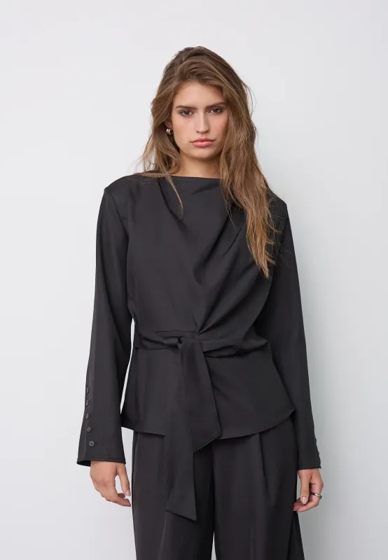 Co'couture LunaCC Pleat Tie Blouse BLACK 500514
