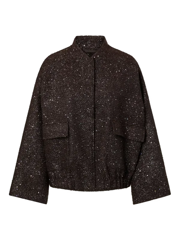 Pieces PCMINNA SEQUIN BOMBER JACKET Chocolate Plum 17160454
