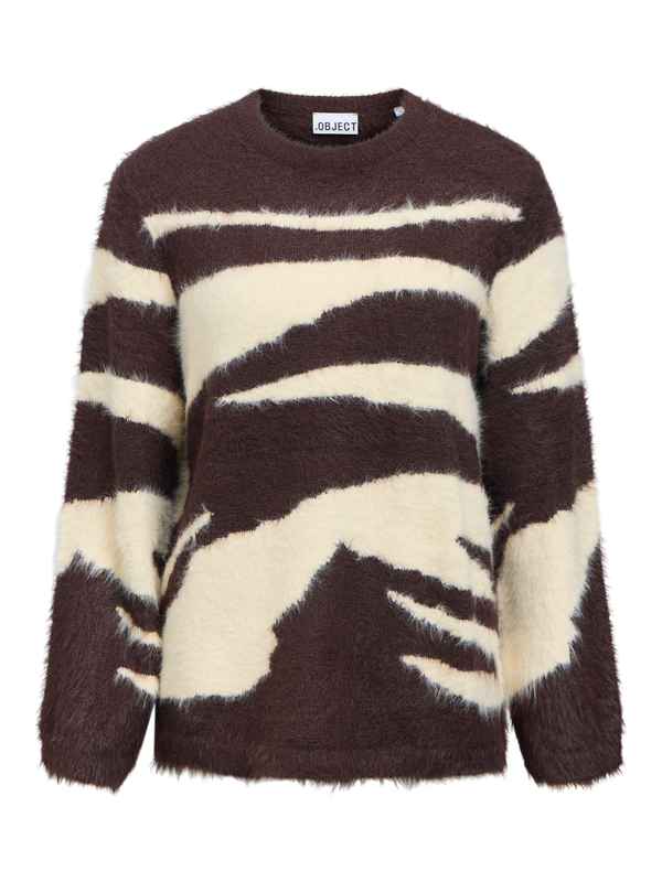 Object OBJLINDA L/S LOOSE KNIT PULLOVER 14 Birch/Chocolate plum 23050484