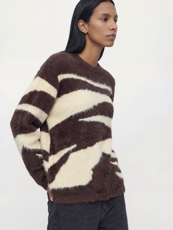 Object OBJLINDA L/S LOOSE KNIT PULLOVER 14 Birch/Chocolate plum 23050484