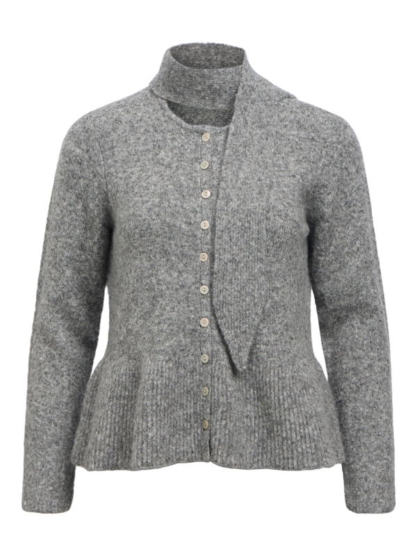 Object OBJNIVIN L/S SCARF KNIT CARDIGAN 14 Medium Grey Melange 23050071