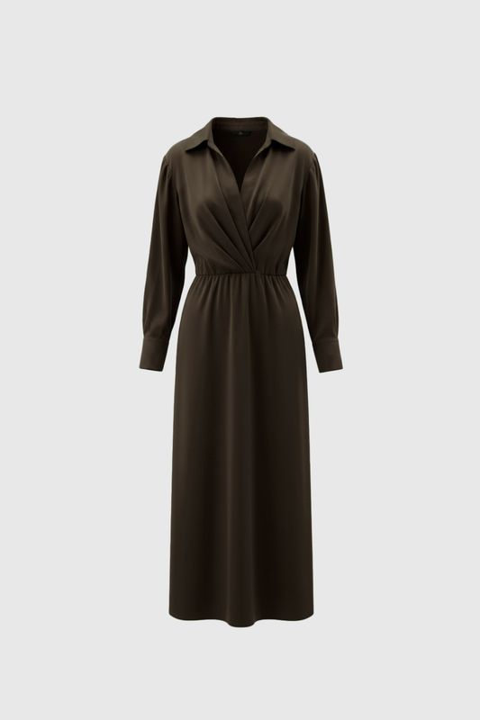WithBlack WBLLUNA SATEEN MIDI DRESS Chocolate 00001916
